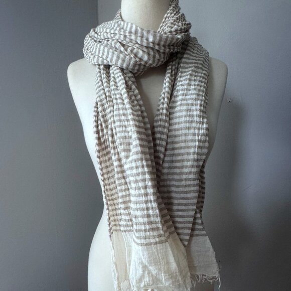 Anthropologie Grey and white cotton scarf - Picture 1 of 3